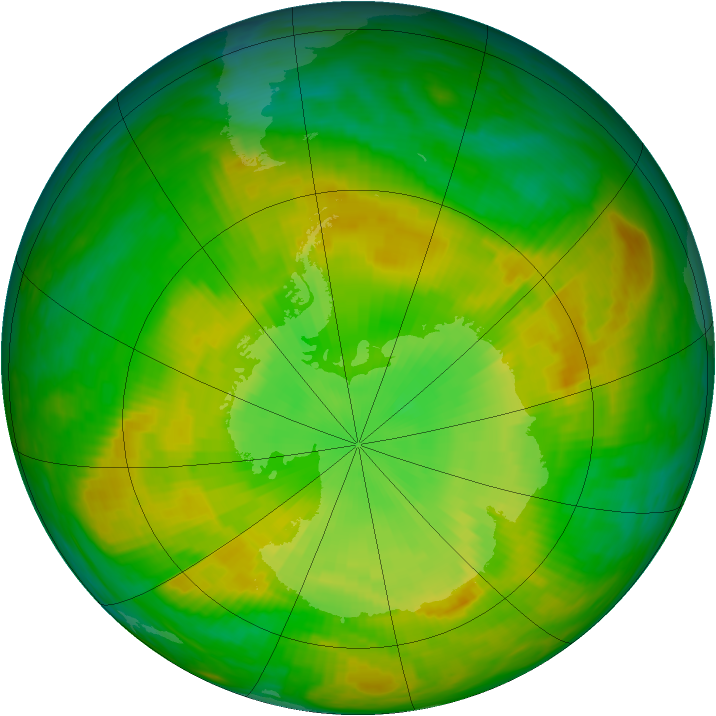 Antarctic ozone map for 28 November 1981